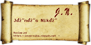 Jónás Niké névjegykártya